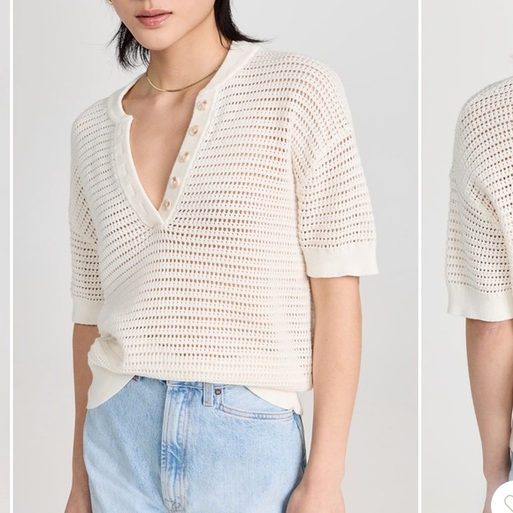 Varley Cream Knit Button Sweater - Picture 2 of 2